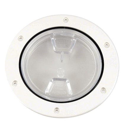 Beckson Marine 4" Clear Center Screw-Out Deck Plate - White DP40-W-C